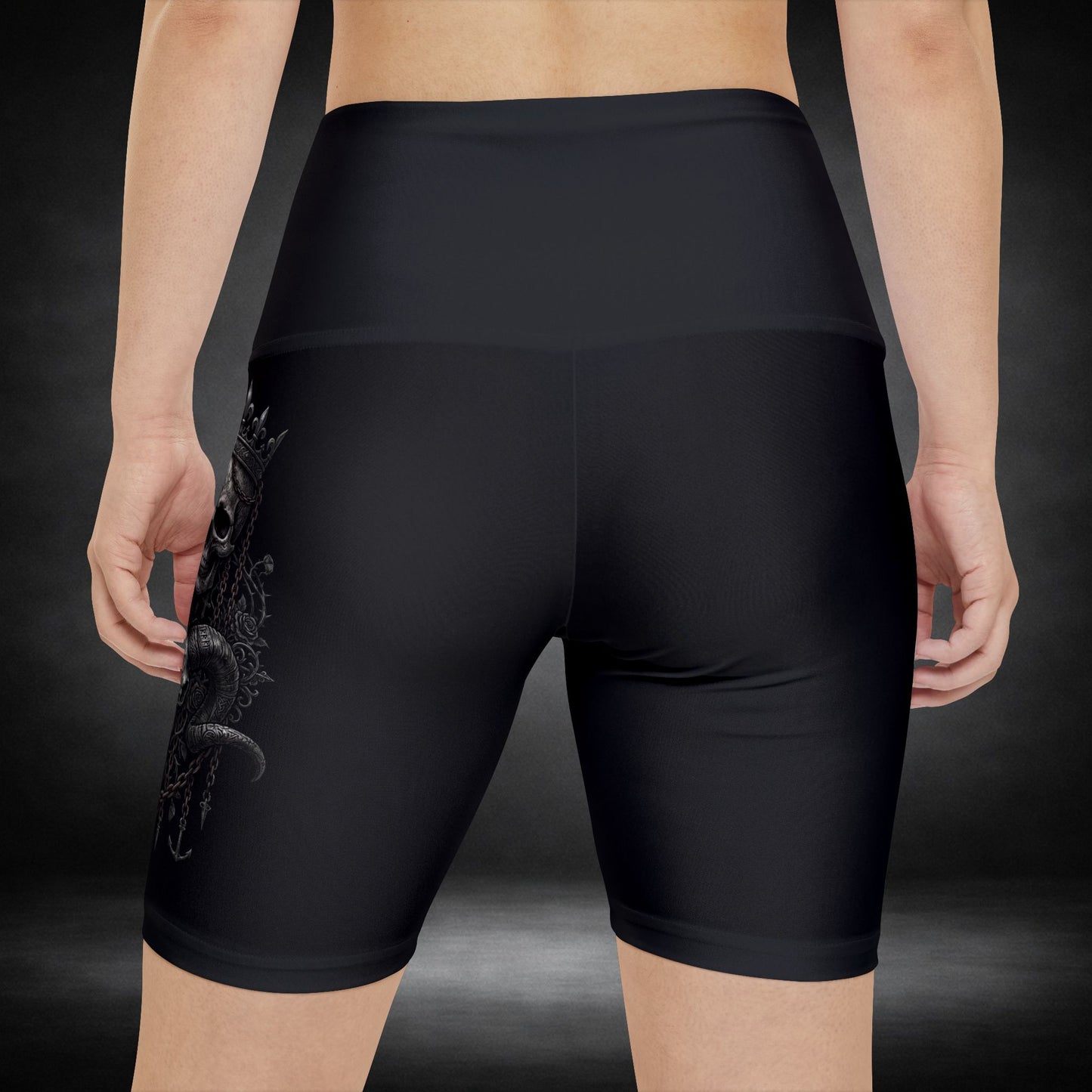WeeGee GymCo High Waisted Biker Shorts - Skull Queen