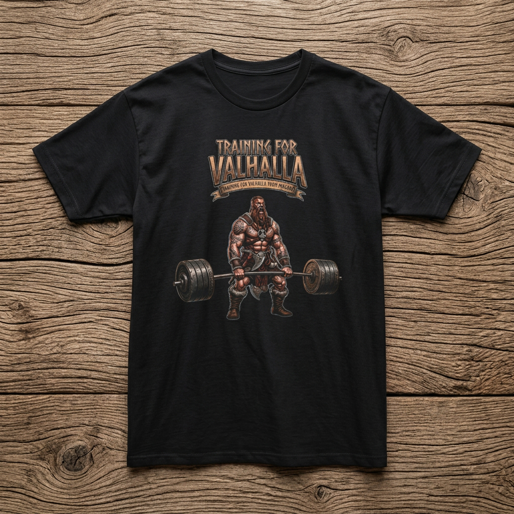 WeeGee GymCo Tall  T-Shirt- Training for Valhalla Viking Warrior