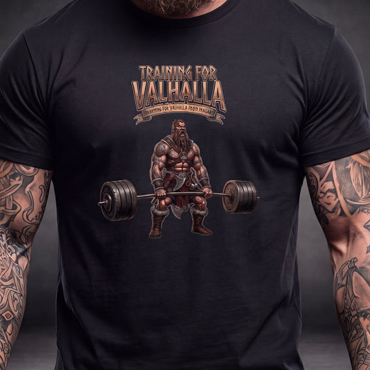 WeeGee GymCo Tall  T-Shirt- Training for Valhalla Viking Warrior