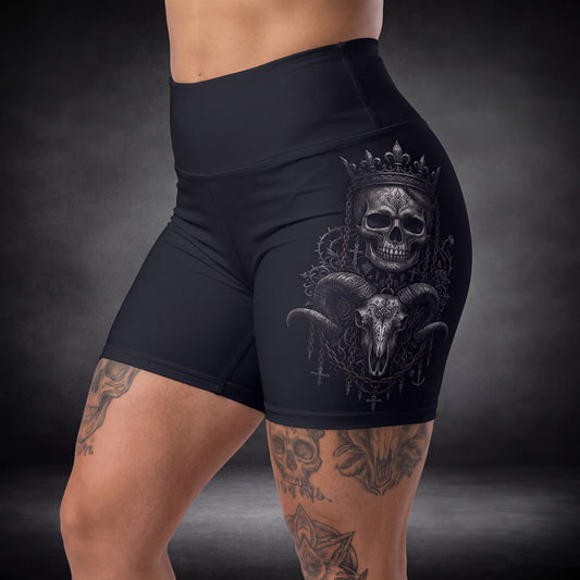 WeeGee GymCo High Waisted Biker Shorts - Skull Queen