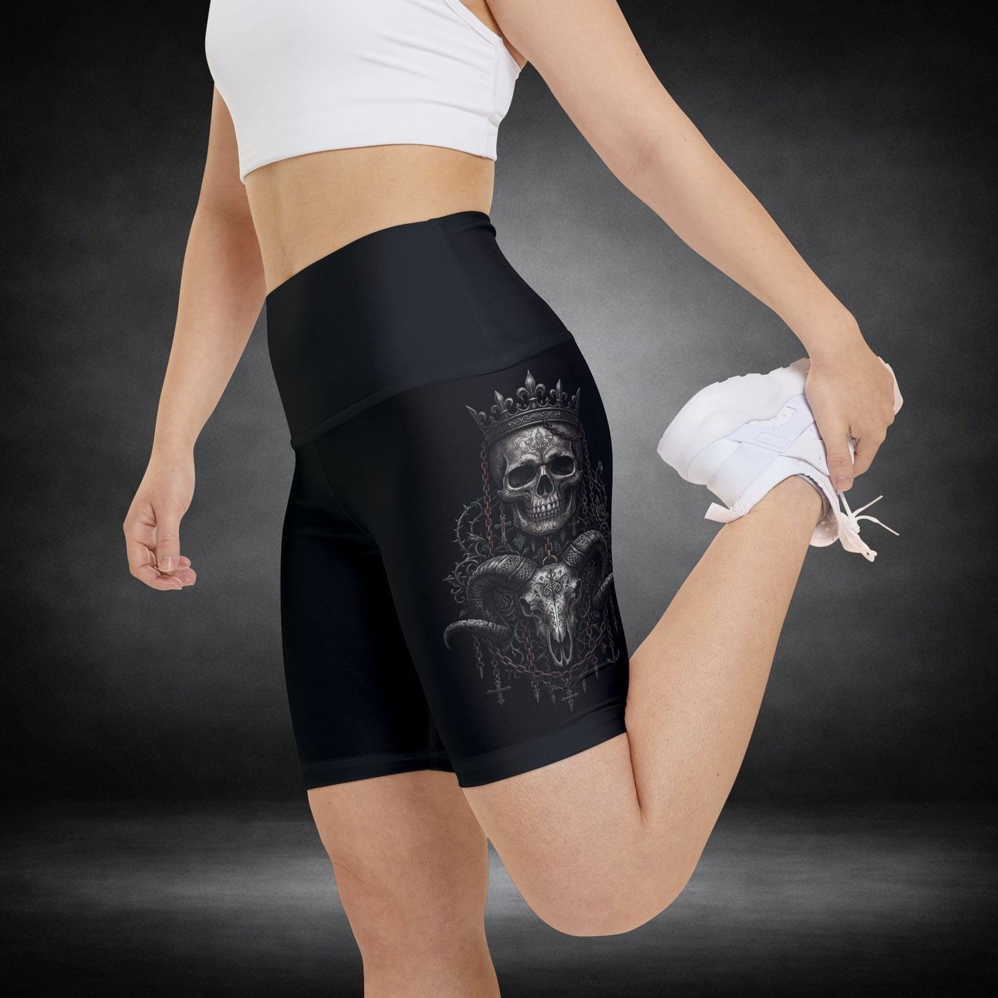 WeeGee GymCo High Waisted Biker Shorts - Skull Queen
