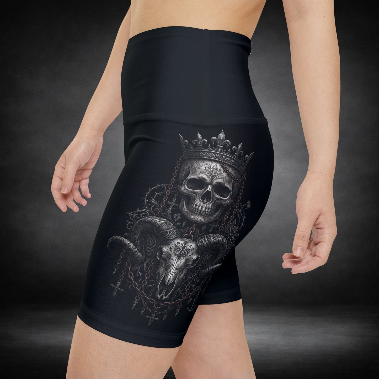 WeeGee GymCo High Waisted Biker Shorts - Skull Queen